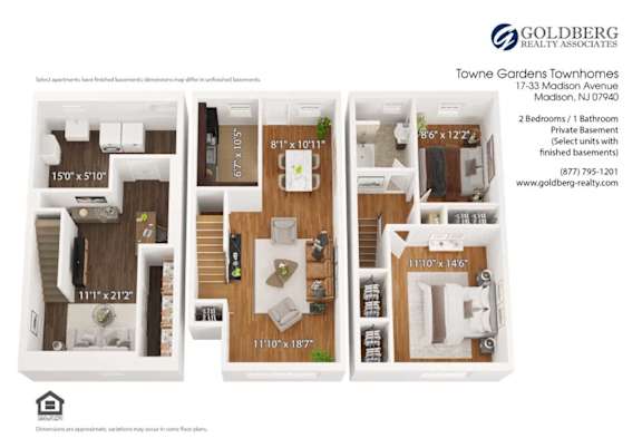 Floor Plan  Two Bedroom-Townhouse (L shaped)