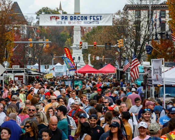 A large crowd of people are gathered for the PA Brass Fest.