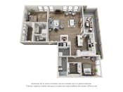 Thumbnail 14 of 15 - Floor Plan with 2 Bedrooms at an Art Museum at The Locks Tower in Richmond, Virginia