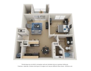 Preserve at Mobbly Bay, A1R layout, 776 square foot one bedroom one bathroom