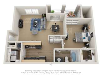 Preserve at Mobbly Bay, A3 layout, 928 square foot one bedroom, one bathroom