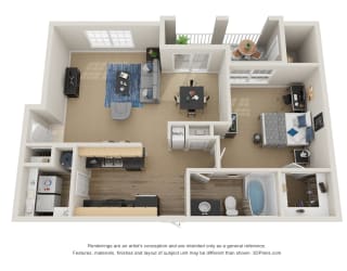 Preserve at Mobbly Bay, A3 layout, 928 square foot one bedroom, one bathroom