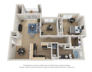 Preserve at Mobbly Bay, A5R layout, 1,038 square foot one bedroom, one bathroom