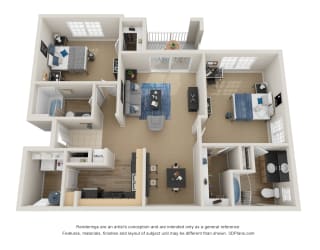 Preserve at Mobbly Bay, B1R layout, 1,143 square foot two bedroom, two bathroom