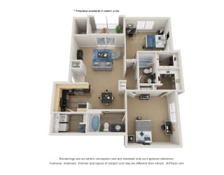 Preserve at Mobbly Bay, B4R layout, 1,206 square foot two bedroom, two bathroom