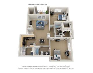 Preserve at Mobbly Bay, B4 layout, 1,206 square foot two bedroom, two bathroom