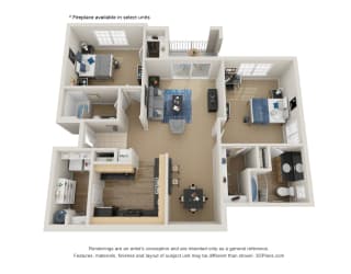 Preserve at Mobbly Bay, B5R layout, 1,232 square foot two bedroom, two bathroom