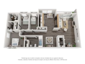 C1floor plan at Rivers Landing Apartments, PRG Real Estate, Hampton, Virginia