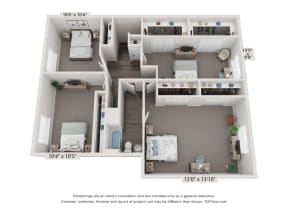 D2floor plan at Rivers Landing Apartments, PRG Real Estate, Hampton, Virginia
