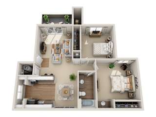 Floor Plan Two Bedroom 1 Bath