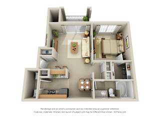 Atlantic 3D. 1 bedroom apartment. Kitchen with bartop open to living/dinning rooms. 1 full bathroom. Walk-in closet. Patio/balcony with storage. optional fireplace.