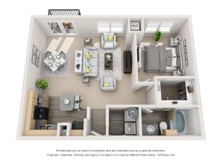 A1 Jubilee Floor Plan at Artisan Apartments & Shops, Austin, TX 78729