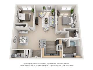 B2_Plush Floor Plan at Artisan Apartments & Shops, Austin, TX 78729