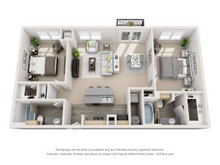 B3_Royal Floor Plan at Artisan Apartments & Shops, Austin, TX