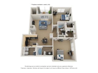 Preserve at Mobbly Bay, B4R layout, 1,206 square foot two bedroom, two bathroom
