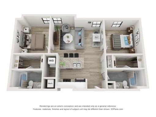 The Hanover Floor Plan at Circ Apartments in Richmond, VA 23220