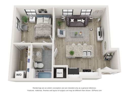 The Meadow Floor Plan at Circ Apartments in Richmond, VA 23220
