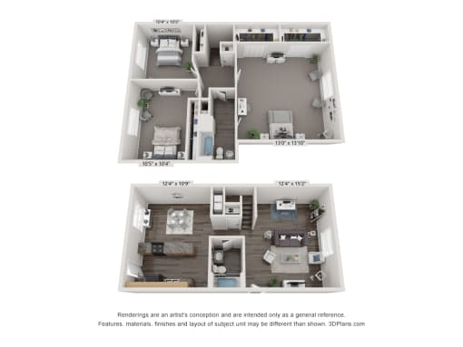 C2 floor plan at Rivers Landing Apartments, PRG Real Estate, Hampton, Virginia