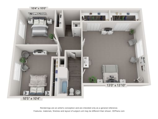 a floor plan of a 1 bedroom apartment at the crossings at white marsh apartments in white marsh at Rivers Landing Apartments, PRG Real Estate, Hampton, Virginia