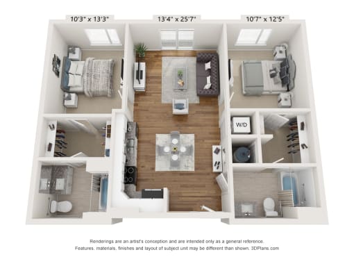 The Waterford_B1 and B5 Floor Plan At Rocketts Landing Apartments, PRG Real Estate, Richmond, Virginia