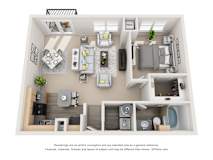 A1 Jubilee Floor Plan at Artisan Apartments & Shops, Austin, TX 78729