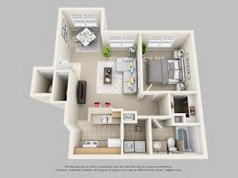 1Bed 1Bath Floor Plan at Academy on Eastern Lake, Orlando, FL