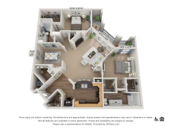 E3 2 Bed 2 Bath Floor Plan