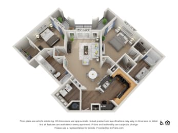 E5 2 Bed 2 Bath Floor Plan