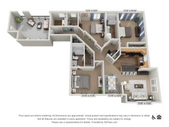 F5 3 Bed 2 Bath Floor Plan