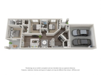 3 Bedroom Single Level 3D Floorplan
