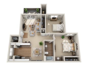  Floor Plan Two Bedroom 1 Bath