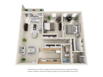 2 Bedroom 2 Bath Floor Plan at COVE West Hartford, Connecticut