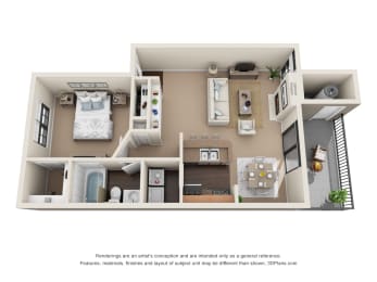 Blanco Floor Plan at Waters Edge Apartment Homes, Texas, 78626