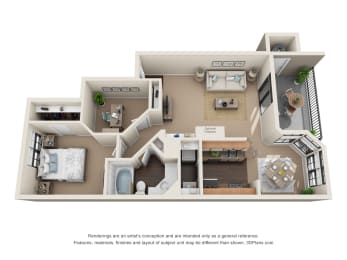 Llano Floor Plan at Waters Edge Apartment Homes, Georgetown, TX
