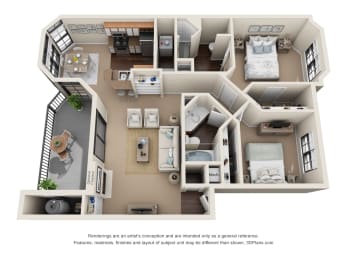 Medina Floor Plan at Waters Edge Apartment Homes, Georgetown, Texas