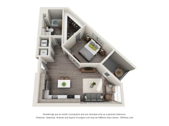 Floor Plan  1 bedroom 1 bathroom apartment