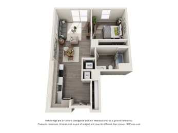 Floor Plan  1 bedroom 1 bathroom apartment