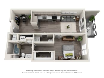 Floor Plan  1 bedroom 1 bathroom apartment