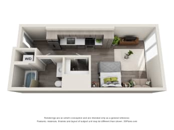 Floor Plan  Studio Apartment with 1 bathroom
