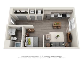 Floor Plan  Studio with 1 bathroom