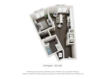  Floor Plan Carrington - 1x1