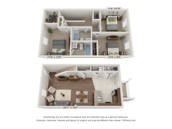  Floor Plan 3 Bedroom Townhome