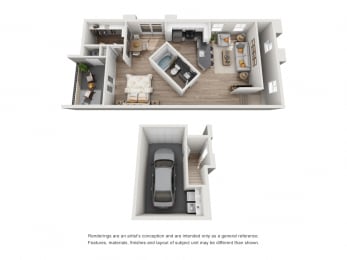Willow - 1 Bedroom 1 Bath Floor Plan Layout - 820 Square Feet at The Grove, Ontario, 91761