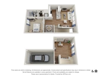 W1 1 Bed 1 Bath Floor Planat Amerige Pointe Apartments, California