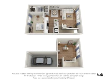 W3 1 Bed 1 Bath Floor Plan at Amerige Pointe Apartments, California, 92833