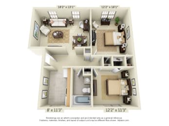  Floor Plan 2-Bedroom, Style B