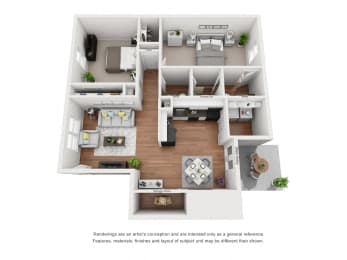 BIRCH B2 Two Bedroom / One and a Half Bath Garden Style. The Oaks at Little Dutchmen Creek. Rock Hill, SC.