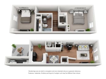 BALSAM B4T Two Bedroom / One and a Half Bath Townhouse. The Oaks at Little Dutchmen Creek. Rock Hill, SC.