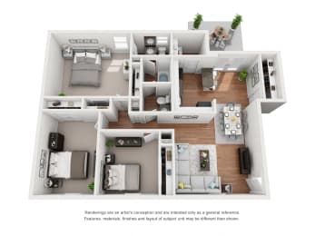 DOUGLAS C1 Three Bedroom / One and a Half Bath Garden Style. The Oaks at Little Dutchmen Creek. Rock Hill, SC.