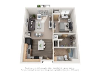 665 sq.ft. One Bed One Bath